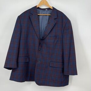 Oak Hill DXL 2XL Mens Blue Plaid Two Button Blazer Sport Coat